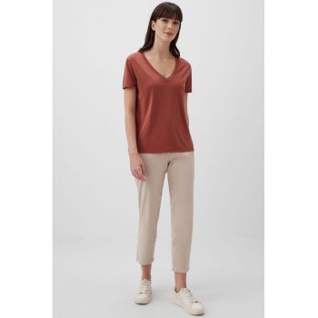 Tricou din amestec de modal cu decolteu in V