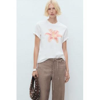 Tricou din bumbac cu imprimeu floral