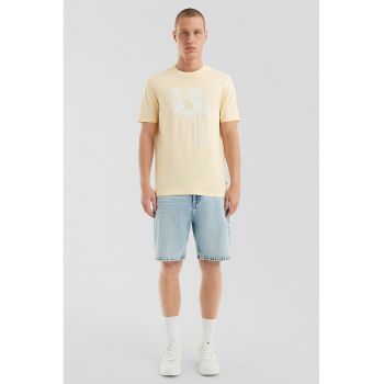 Tricou din bumbac cu model tropical