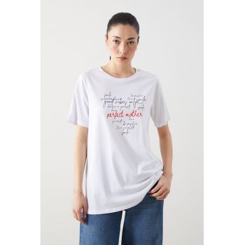 Tricou lejer cu model text