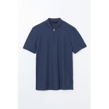 Tricou polo cu fenta cu fermoar
