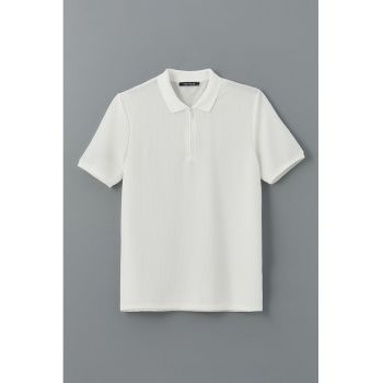 Tricou polo cu fenta cu fermoar