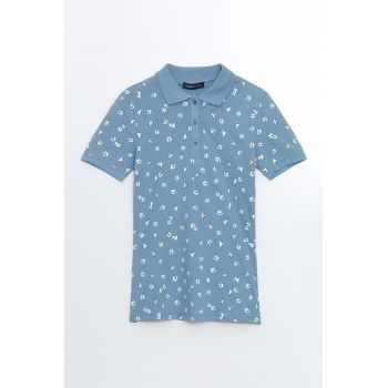 Tricou polo cu model floral