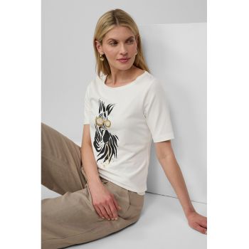 Tricou slim fit cu decolteu la baza gatului