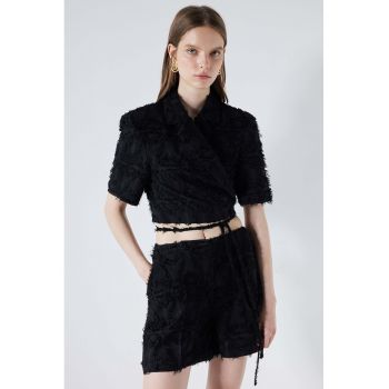 Bluza crop cu prindere cu snururi