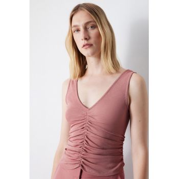 Bluza fara maneci cu detalii cu fronseuri