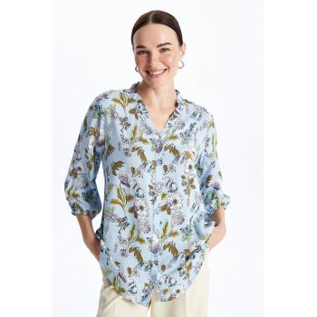 Camasa cu decolteu in V si model floral