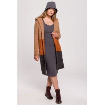 Cardigan colorblock cu buzunare aplicate -