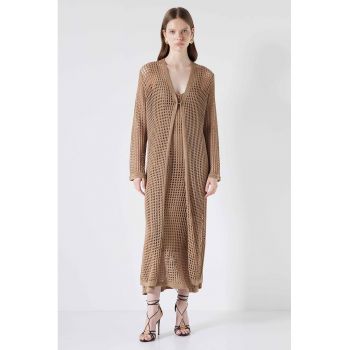 Cardigan lung cu perforatii