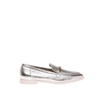 Mocasini de piele cu logo metalic