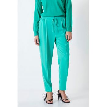 Pantaloni crop cu talie ajustabila