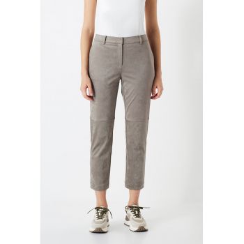 Pantaloni crop cu talie medie