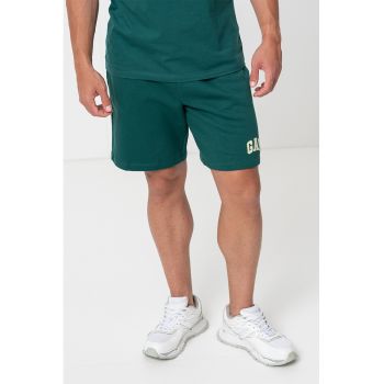 Pantaloni scurti cu snur si logo brodat