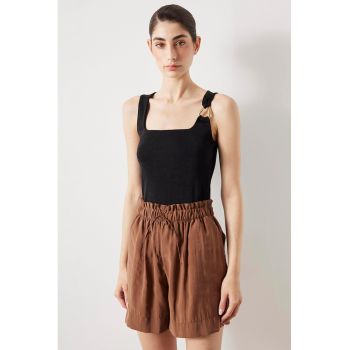 Pantaloni scurti din lyocell cu talie inalta