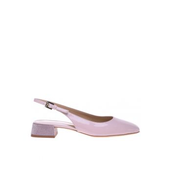 Pantofi de piele cu toc si varf patrat