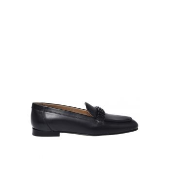 Pantofi loafer de piele cu varf rotund