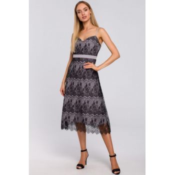 Rochie cu bretele din dantela taiata manual -