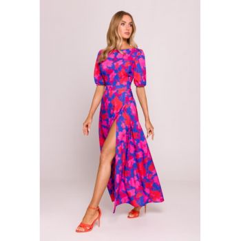 Rochie maxi evazata cu imprimeu -