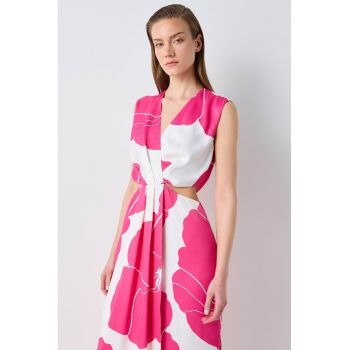 Rochie midi cu decolteu in V si decupaje late