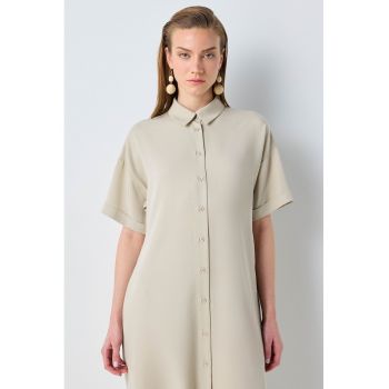 Rochie midi din lyocell cu maneci cazute