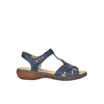Sandale de dama Rieker din piele albastra velcro 65919-12