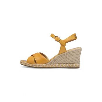 Sandale-espadrile wedge de piele