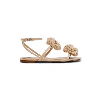 Sandale flatform cu aplicatii florale