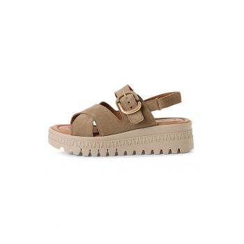 Sandale wedge de piele intoarsa