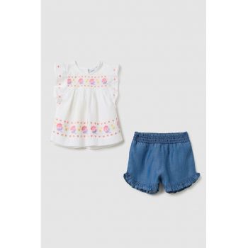 Set de bluza si pantaloni scurti din denim - 2 piese
