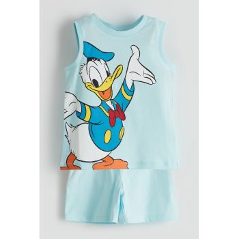 Set de top si pantaloni scurti cu imprimeu Donald Duck