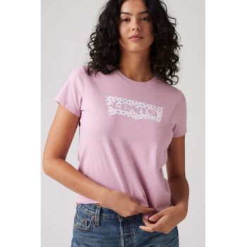 Tricou de bumbac cu decolteu la baza gatului