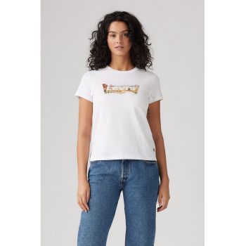 Tricou de bumbac cu decolteu la baza gatului