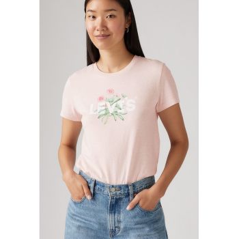 Tricou de bumbac cu decolteu la baza gatului