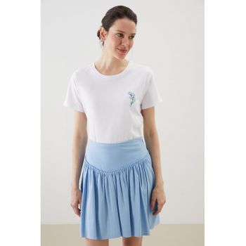 Tricou de bumbac cu decolteu la baza gatului