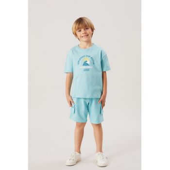 Tricou de bumbac cu imprimeu contrastant