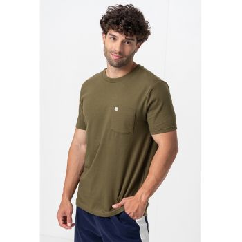 Tricou de bumbac organic cu decolteu la baza gatului