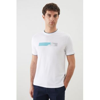 Tricou din amestec de bumbac cu decolteu la baza gatului