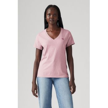Tricou din bumbac cu decolteu in V