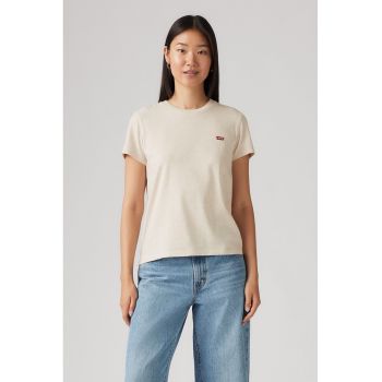 Tricou din bumbac cu decolteu la baza gatului