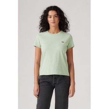 Tricou din bumbac cu decolteu la baza gatului