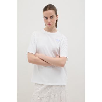 Tricou din bumbac cu imprimeu text pe partea din spate