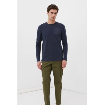 Bluza din bumbac cu imprimeu text pe piept