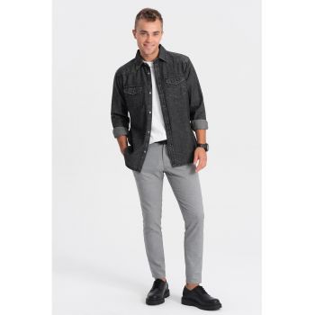 Camasa din material chambray cu capse