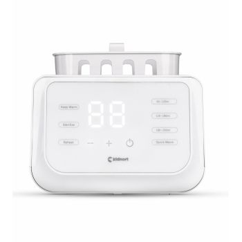 Incalzitor dublu pentru biberoane, Kidnort Hap White, multifunctional, design minimalist si modern, cu ecran tactil, afisaj digital intuitiv, capac transparent, dimensiune 22.6 x 22.0 x 13.8 cm