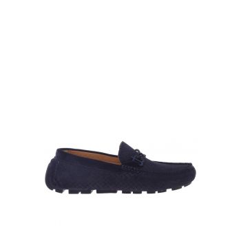 Mocasini din piele intoarsa cu design tesut