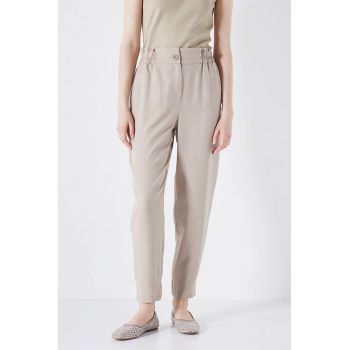 Pantaloni conici din lyocell cu talie inalta