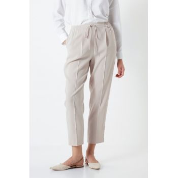 Pantaloni crop cu talie ajustabila