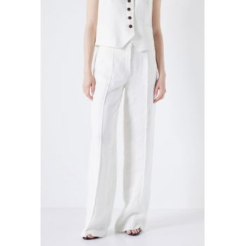 Pantaloni de in cu croiala ampla si pense