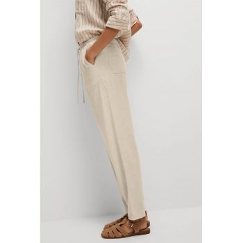 Pantaloni din amestec de in cu snur