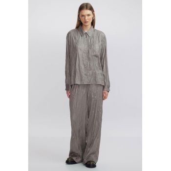 Pantaloni regular fit cu talie inalta